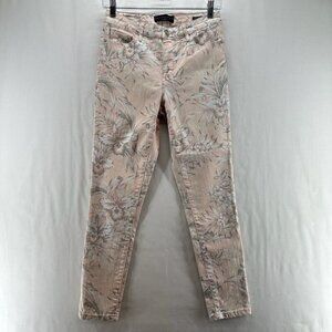 Sanctuary / Denim Jeans Sz 26 Social Ankle Skinny Cotton Blend Floral Light Pink